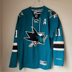 San Jose Sharks NHL Reebok Custom Jersey Number 11 Size Medium